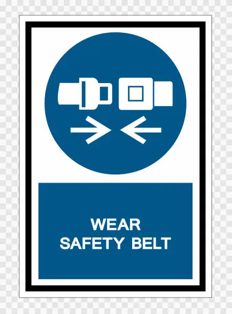 Vector illustration of Wear Safety Belt Symbol Sign Isolate on transparent Background,Vector Illustration