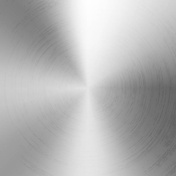 istock Radial polished texture silver metal background. Vector textured technology stainless steel background with circular polished, brushed concentric texture, chrome, aluminum, nickel or platinum 1200699283