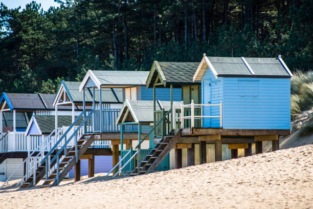 istock Colourful beach huts on Wells beach at Wells 1200699609