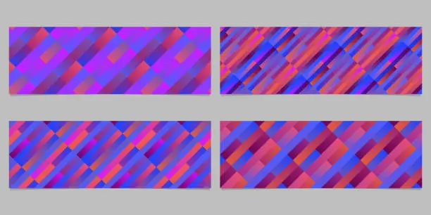 Vector illustration of Abstract geometrical gradient stripe pattern banner template set
