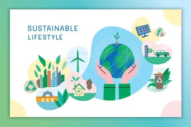 Vector illustration of Sustainable lifestyle