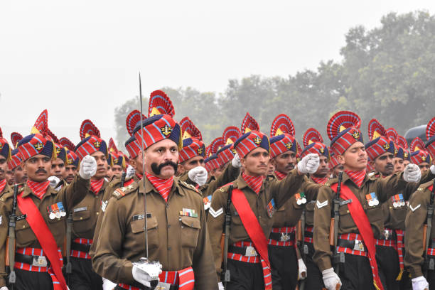 Republic Day rehearsals at Rajpath. New Delhi, India - January 18 2020: Republic Day 2020 rehearsals at Rajpath. indian navy stock pictures, royalty-free photos & images