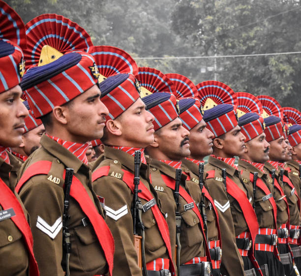 Republic Day rehearsals at Rajpath. New Delhi, India - January 18 2020: Republic Day 2020 rehearsals at Rajpath. indian navy stock pictures, royalty-free photos & images