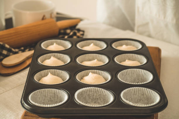 Ingredients for flour products or dessert. Cooking Cupcakes. Rural or rustic style.