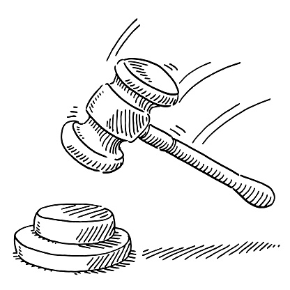 Cartoon Wooden Gavel Drawing Stock Illustration - Download Image Now -  Legal System, Hammer, Courtroom - iStock
