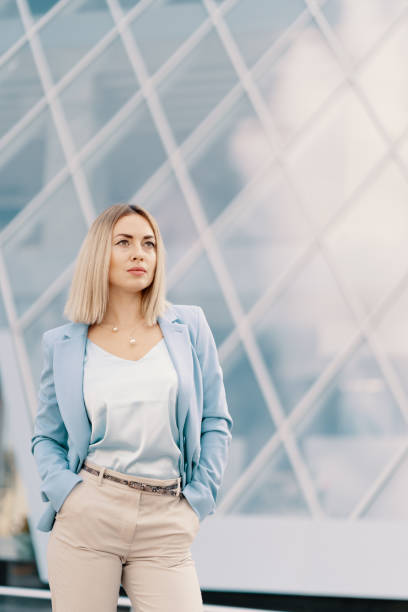 istock Successful business woman in blue suit 1200705028
