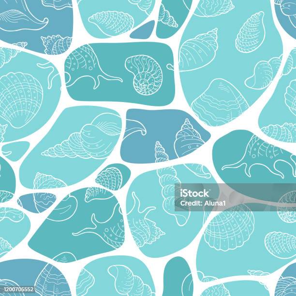 Shell String Graphic Shell Graphic Color Seamless Pattern Background Sketch Illustration ...