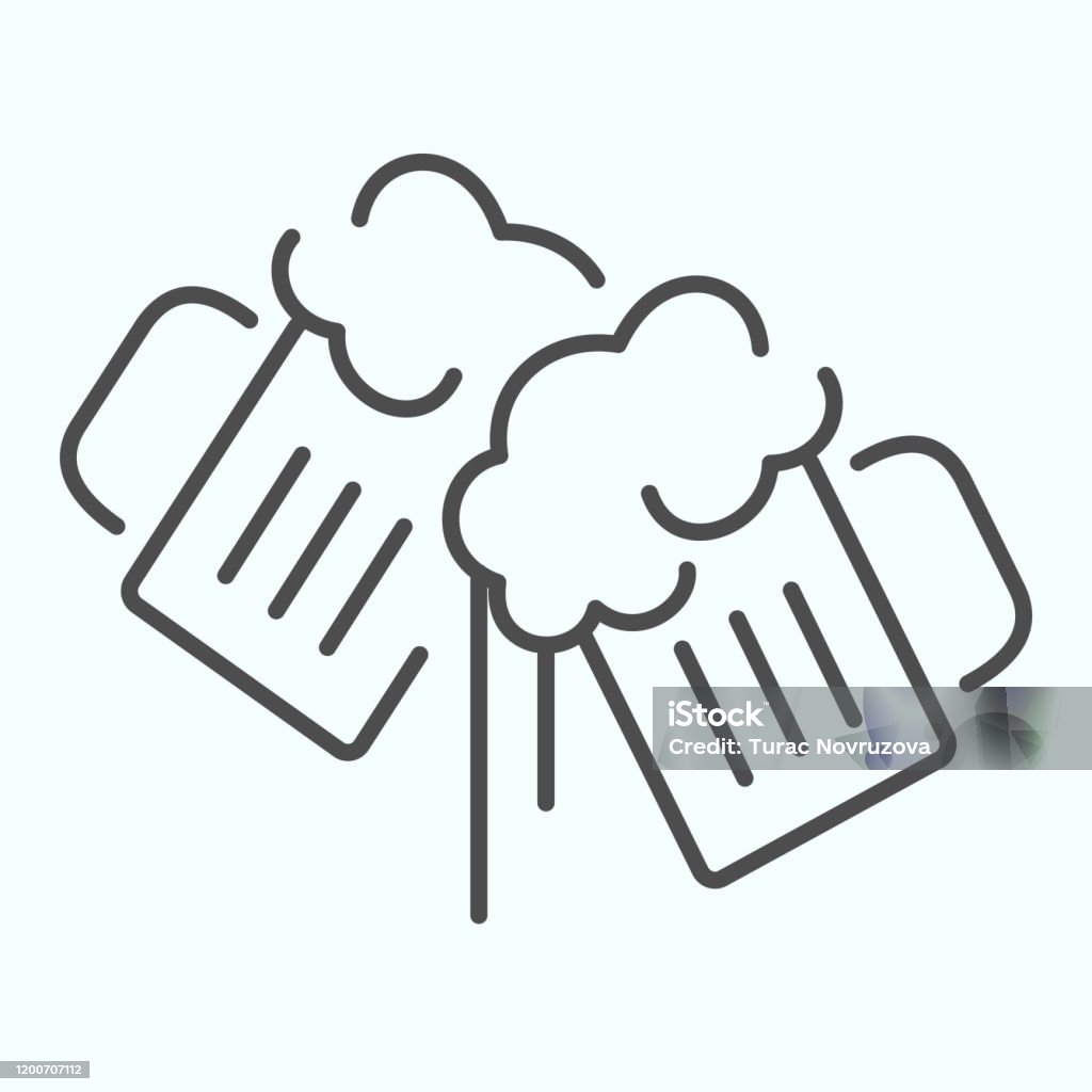 Beer Mugs Thin Line Icon Cốc Với Hình Minh Họa Vector Bia Được ...