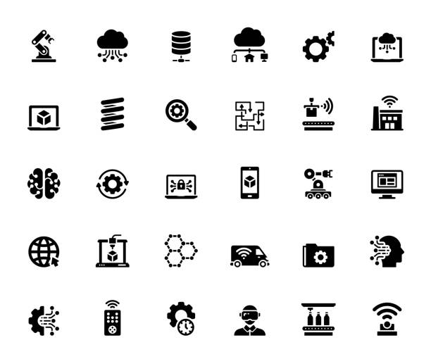 Simple Set of Industry 4.0 Related Vector Icons. Symbol Collection. Simple Set of Industry 4.0 Related Vector Icons. Symbol Collection. blockchain icons stock illustrations