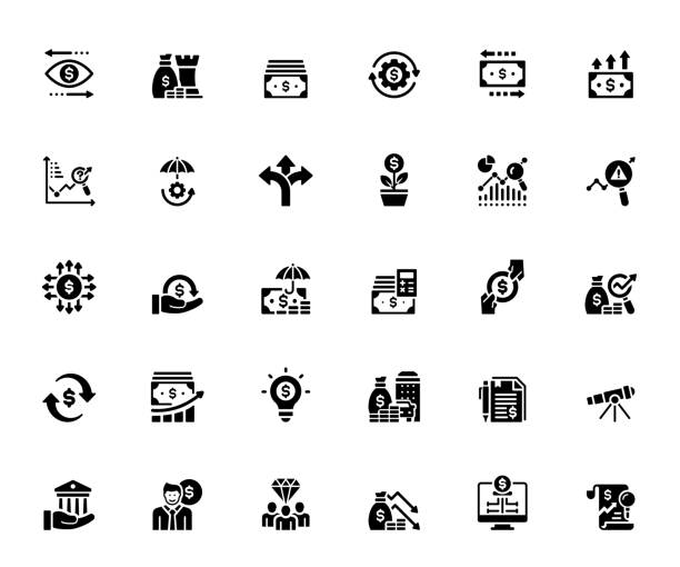 ilustrações de stock, clip art, desenhos animados e ícones de simple set of finance related vector icons. symbol collection - currency exchange tax finance trading