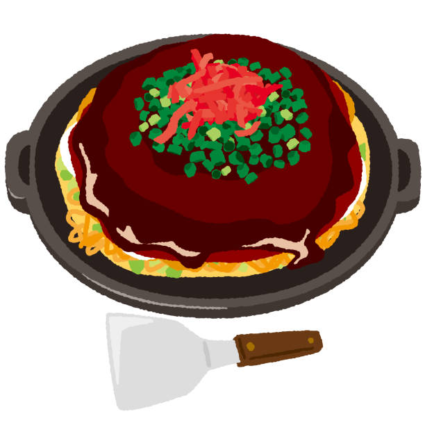 illustrazioni stock, clip art, cartoni animati e icone di tendenza di okonomiyaki - okonomiyaki