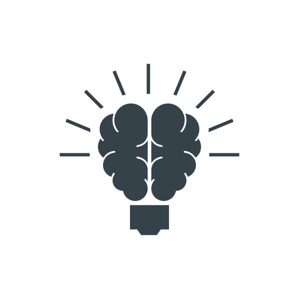 illustrations, cliparts, dessins animés et icônes de conception de modèle de logotype de concept de cerveau de lampe. forme d'icône de logo d'entreprise.  illustration simple de logo de cerveau de lampe - vector brain www ideas