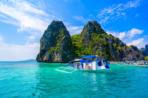 Free picture: Motorboat in the water with, Palawan island, Philippines