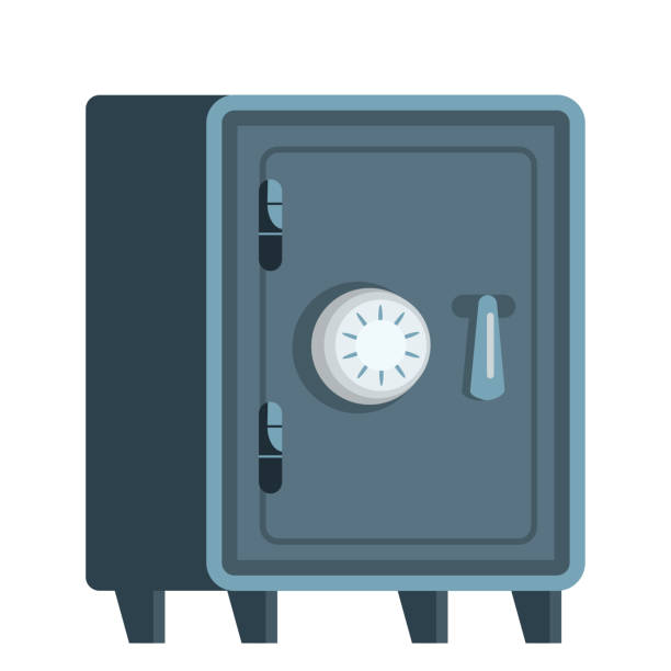 ilustrações, clipart, desenhos animados e ícones de ilustração plana do vetor da caixa segura do metal - combination lock variation lock safe