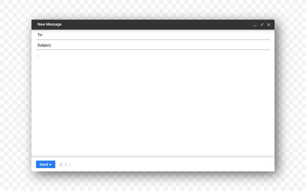 illustrations, cliparts, dessins animés et icônes de maquette de fenêtre d'email. fenêtre vide de message d'email avec la barre d'outil et l'interface minimaliste - outbox