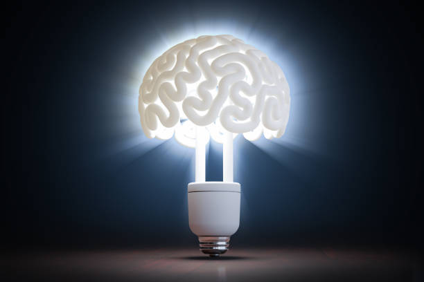 istock Light bulb in shape of brain. Idea and innovation concept. 3D rendered illustration. 1200725811