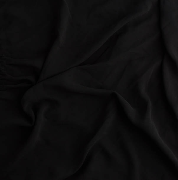 istock texture of black  fabric with waves, full frame 1200729080