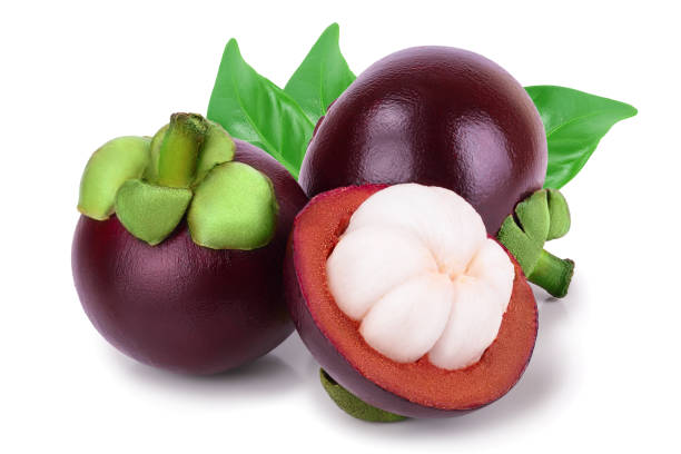 istock ripe mangosteen with leaf isolated on white background closeup 1200731449