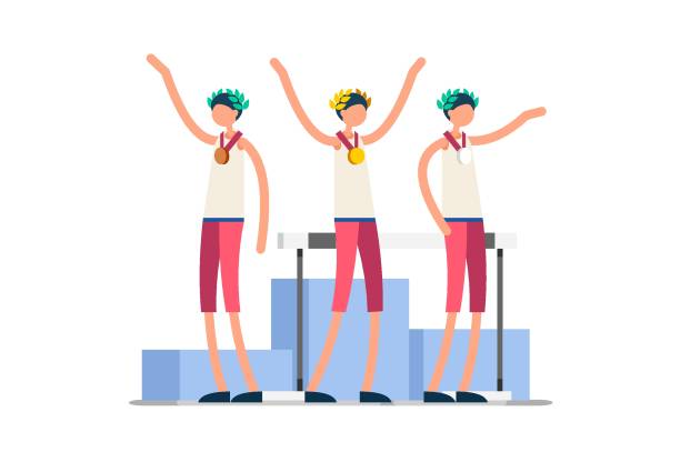 illustrazioni stock, clip art, cartoni animati e icone di tendenza di simbolo ostacoli giochi estivi - hurdle the olympic games hurdling athlete