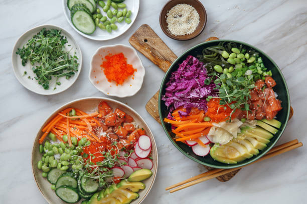 Salmon poke bowls