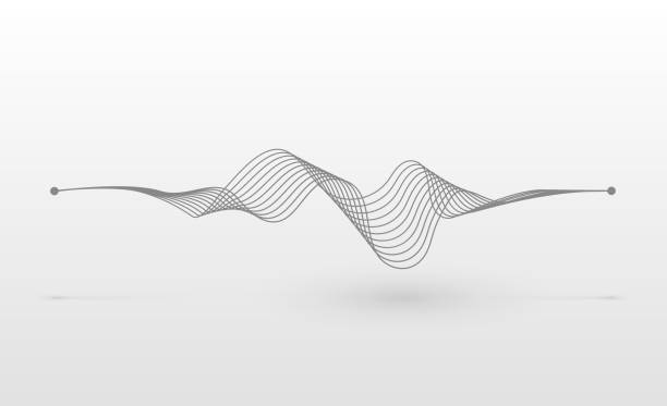 illustrazioni stock, clip art, cartoni animati e icone di tendenza di onda sonora wireframe - striped mesh abstract wire frame
