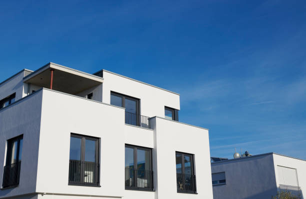 Pullheim, Germany - Jan. 16, 2020: Modern one-familiy house in the new housing area of Pullheim, northwest of Cologne.