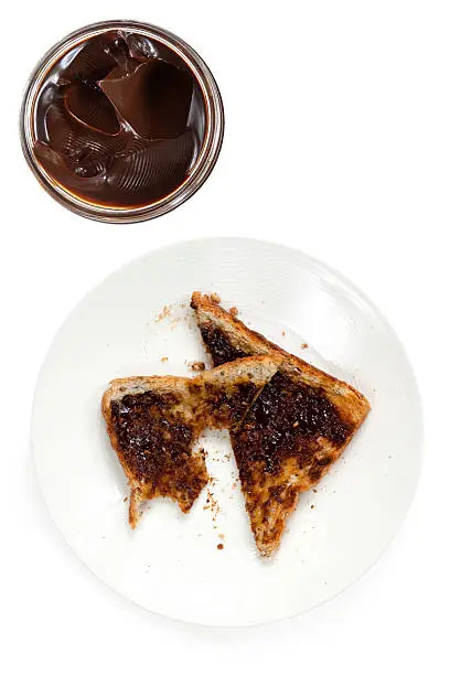 Photo of Overhead view of toasted bread with chocolate spread