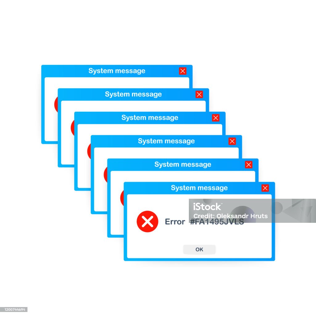 Vintage User Interface Critical Error Warning Message Vector Stock ...