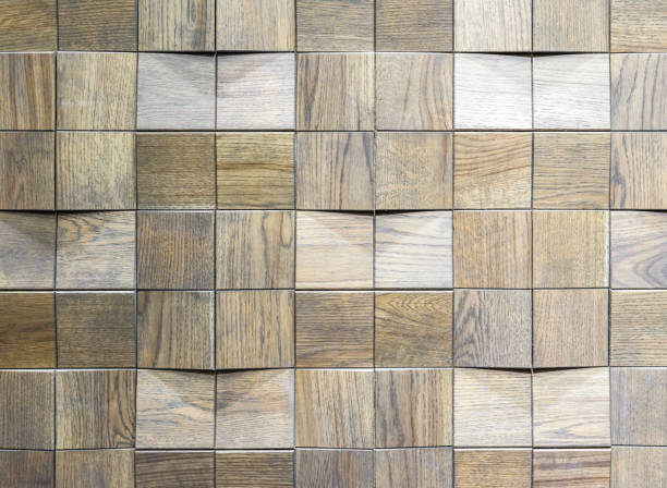 istock Wooden wall panel with 3D effect. Volumetric texture of oak. 1200744931