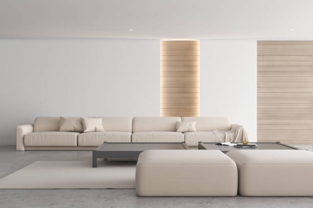 istock White and wooden living room with sofa 1200747606