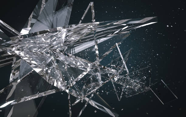 broken glass abstract background - 3d rendering - illustration - broken glass green shattered glass imagens e fotografias de stock