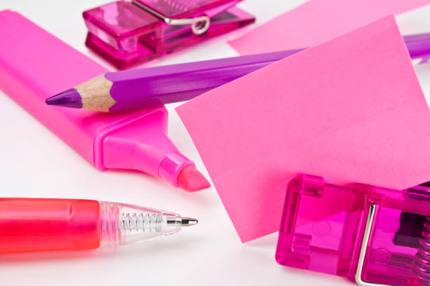 istock Pink business background and supplies 1200748317