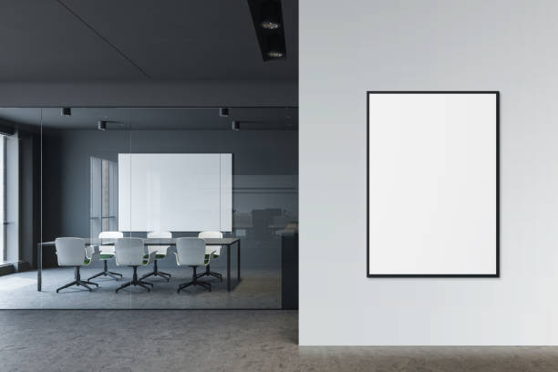 istock Gray conference room with vertical poster 1200749539