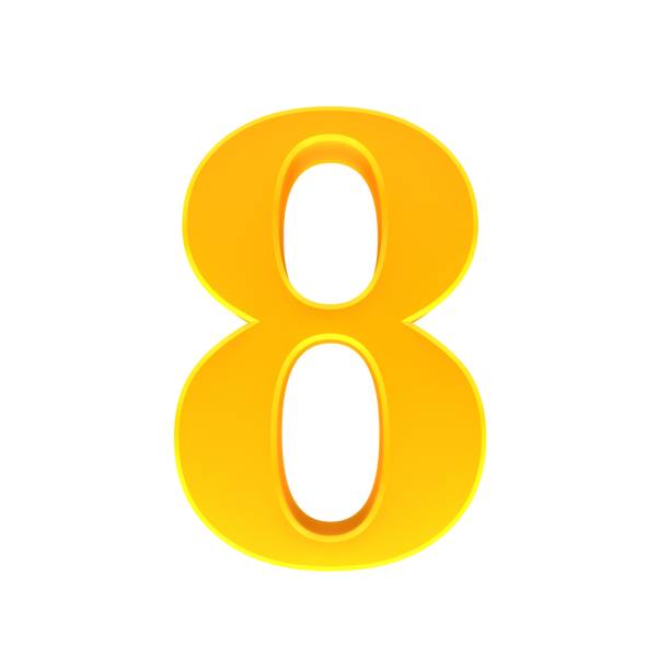 gold number 8 eight sign 3d yellow symbol icon