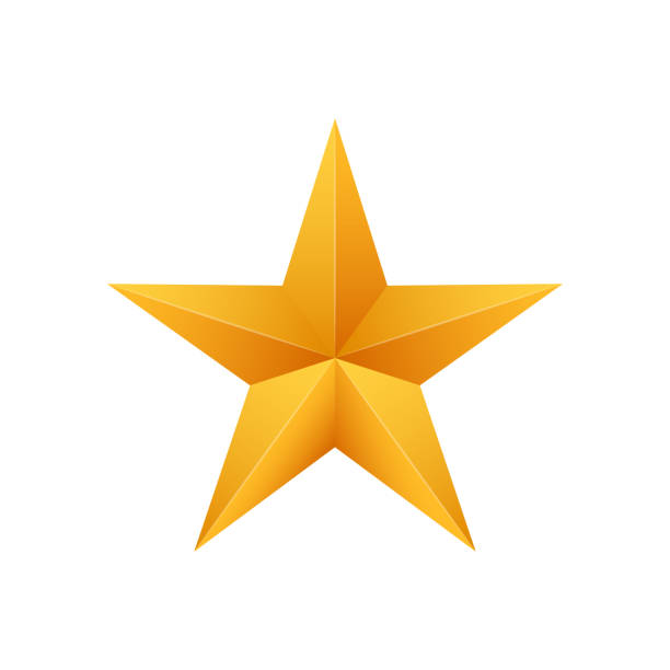 istock Realistic metallic golden stars isolated on white background. Vector stock illustration. 1200750137