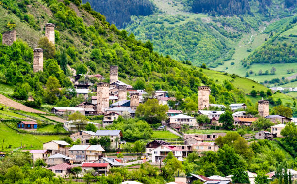 istock Mestia town in Upper Svaneti, Georgia 1200751043