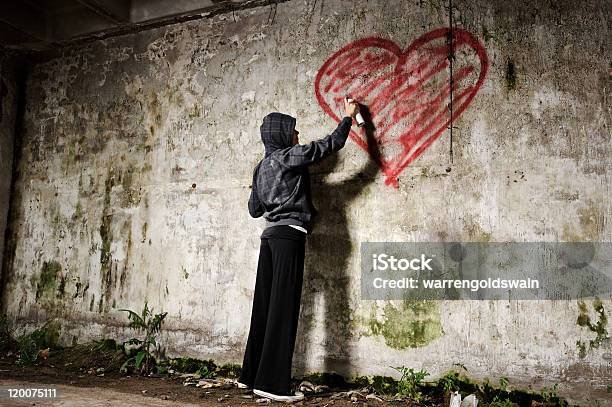 Grunge Valentine Girl Stock Photo - Download Image Now - Graffiti, Women, Heart Shape