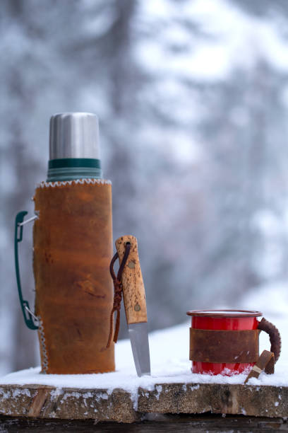 istock hot coffee in thermos on snowy mountain 1200751467