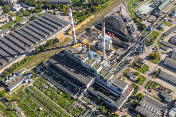 Aerial view of thermal power station