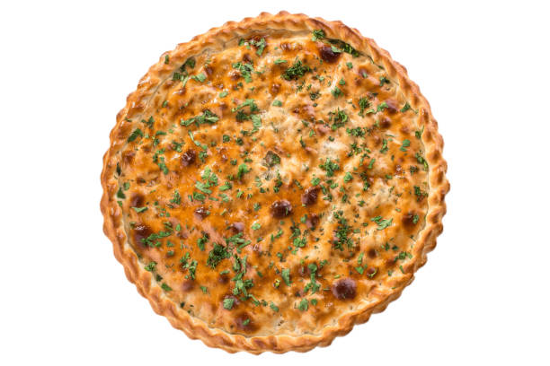 istock Round potato pie with parsley isolated on white background 1200753345