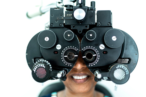 Mature women on a medical appointment with ophthalmologist