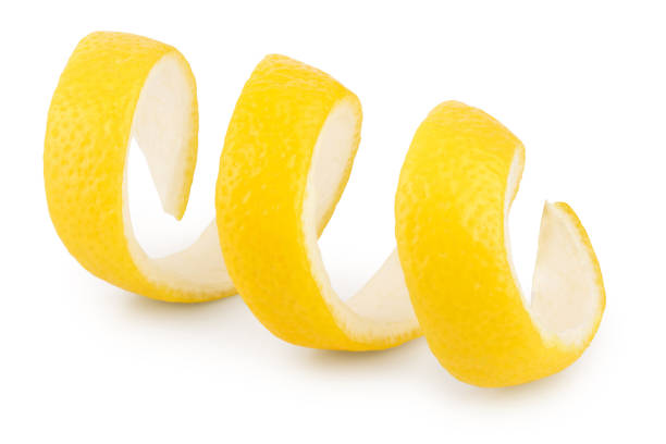 istock Lemon peel isolated on white background. Healthy food 1200760297