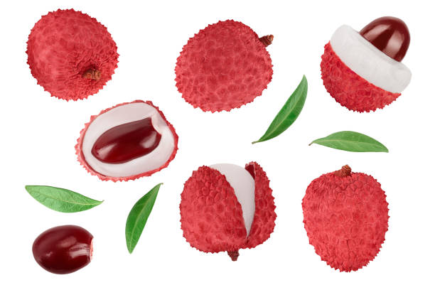 istock lychee fruit isolated on white background with clipping path and full depth of field. Top view. Flat lay 1200760298