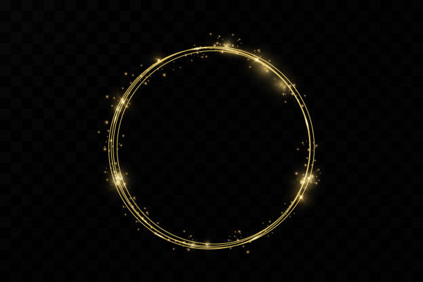 Gold Glowing Round Frame With Lights Effects Isolated On Black Transparent  Background Shining Golden Ring Vector Neon Swirl Trail Effect Stock  Illustration - Download Image Now - iStock