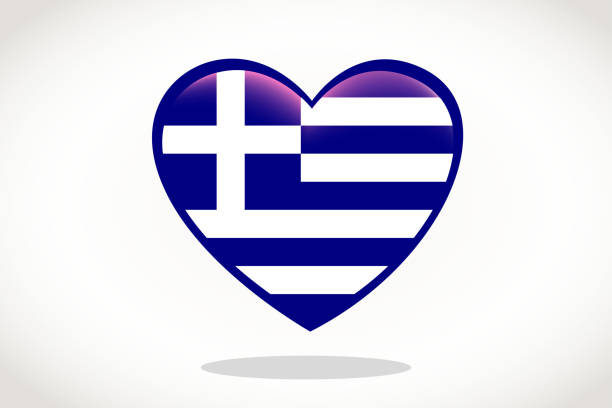 istock Heart 3d Flag of Greece, Greece flag template design. 1200764721