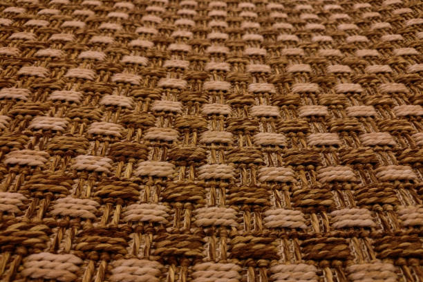 istock Rug background of knitted brown stripes 1200767877