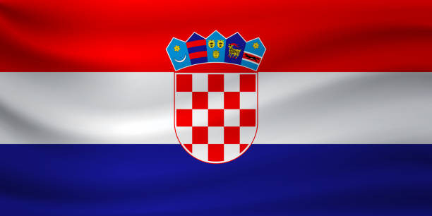 istock Waving flag of Croatia. Vector illustration 1200769309