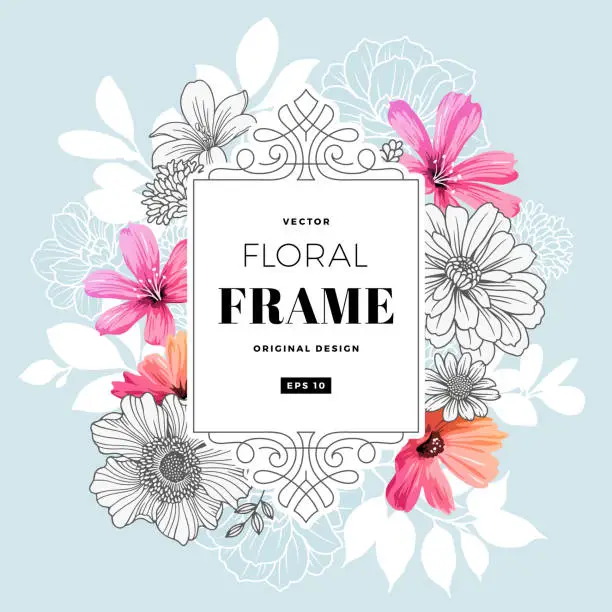 Vector illustration of Modern Floral Frame