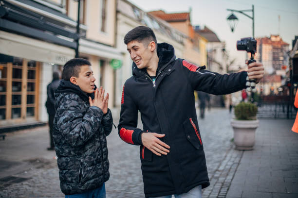 istock Two teenagers are filming vlog 1200769836