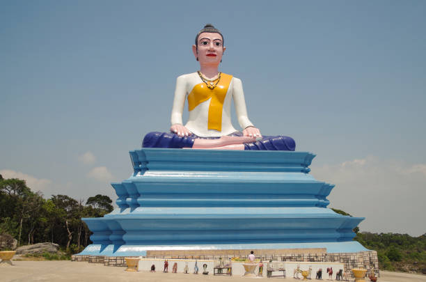 Preah Monivong Bokor NP, Kampot Province, Cambodia - Mar 01, 2016: 29 m tall monument to Lok Yeay Mao at Bokor Mountain. Ancient mythical heroine and divinity in local popular form of Buddhism and Brahmanism. She is considered the protector of travelers and hunters. Drivers still stop at her shrine to pay their respects. ASEAN Heritage Parks